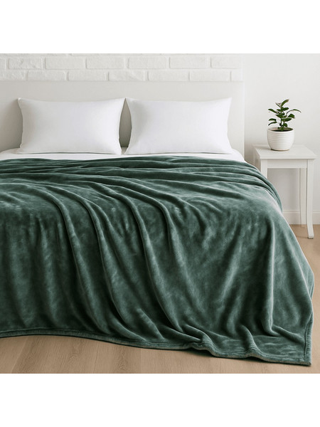 Κουβέρτα Βελουτέ Υπέρδιπλη (220x240) Astron Italy Olive