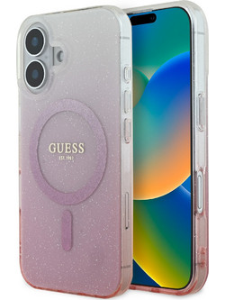 Guess Magsafe Glitter Gradient Hard Case Θήκη προστασίας από σκληρό πλαστικό - iPhone 16 Ροζ - GUHMP16SHGRCELP
