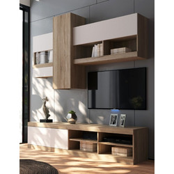 Σύνθετο σαλονιού Torania pakoworld sonoma-λευκό 185x37x145εκ 192-000056