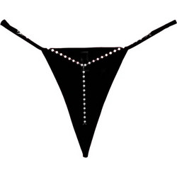 Sexy String με πέρλες σε Μαύρο χρωμα Μαύρο