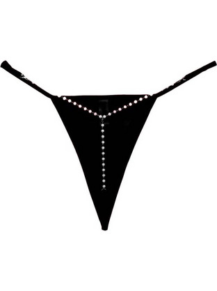 Sexy String με πέρλες σε Μαύρο χρωμα Μαύρο