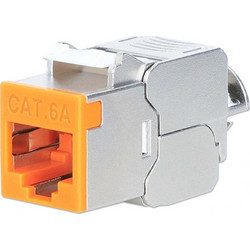 Intellinet Cat6a 10G Shielded Toolless Slim Keystone Jack Orange 791328