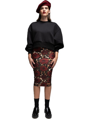 Ocelot Roses Midi Skirt