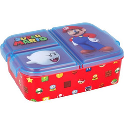 Stor Super Mario Πλαστικό Παιδικό Δοχείο Φαγητού Κόκκινο Μπλε 21420