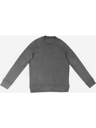 DSQUARED2 T-SHIRT ΜΑΚΡΥΜΑΝΙΚΟ ΓΚΡΙ ΜΕ ΛΑΙΜΟΚΟΨΗ ΚΑΙ ΑΝΑΓΛΥΦΟ LOGO ΣΤΟΝ ΑΥΧΕΝΑ ΣΤΕΝΗ ΓΡΑΜΜΗ