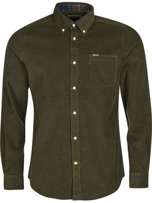Barbour Ανδρικό Πουκάμισο Κοτλέ Μακρυμάνικο Slim Fit Χακί MSH5001-GN91