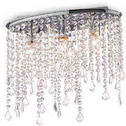 Ideal Lux RAIN CLEAR PL3 Κρεμαστό Φωτιστικό Οροφής με Κρύσταλλα Τρίφωτο E14 Ασημί 008370