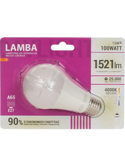 Λαμπτήρας LED E27 15W (A65) - Λευκό Φως