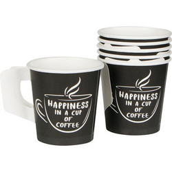 Χάρτινα Ποτήρια Καφέ Χερούλι 'Happiness in a Cup of Coffee' 120ml - 25 τμχ