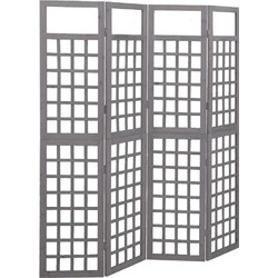 vidaXL Διαχωρ. Δωματίου/Καφασωτό 4 Πάνελ Γκρι 161x180 εκ Ξύλο Ελάτης 316487