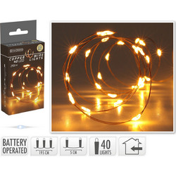 Koopman 40 LED Χριστουγεννιάτικα Λαμπάκια σε Σύρμα Μπαταρίας Θερμό Λευκό 1.95m Καφέ AX9735020