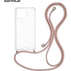 Sonique Armor Clear Θήκη Σιλικόνης με Κορδόνι (Honor X8b) Ροζ Χρυσό Σατινέ