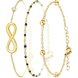 So Charm Σετ 3 Βραχιόλια Infinity διακοσμημένα με Κρύσταλλα Swarovski, Χρυσό BS3023+B2395N+B2371D