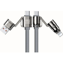 Καλώδιο Φόρτισης 4 in 1 WK (WDC-51) - USB-A/TYPE-C σε USB-C/iPhone - 1.2m - Grey