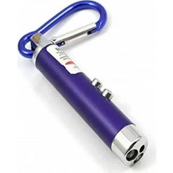 3-in-1 UV Light + Red Laser + LED White Flashlight Keychain μπλε