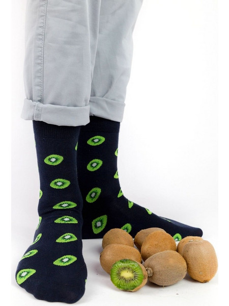 Soma Crazy Socks Kiwi Βαμβακερές Ανδρικές Κάλτσες με Σχέδια Μαύρες