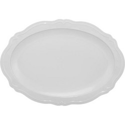 Casa Domani Πιατέλα 35x25cm Λευκή Florence Scallop Σε Συσκευασία Δώρου -Πορσελάνη