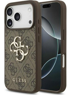 Θήκη PU Guess Apple iPhone 18 Pro/ 17 Pro Hardcase Big Logo 4G Καφέ N69315