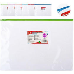 MP διάφανος φάκελος με zip PC035, Α4 21 x 29.7cm, διάφορα χρώματα