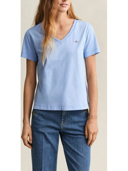 Gant Γυναικείο T-shirt Reg Shield V-Neck 4200750-424 Μπλε