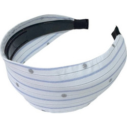 RO Accessories Στέκα Μαλλιών 6.5cm Ριγέ Σιέλ 14-0363