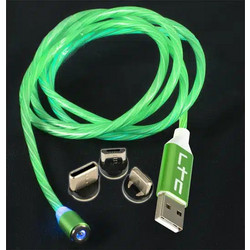 LTC Audio MAGIC-CABLE-GR - Green Luminous Magnetic Charging Cable 1m with 3 Prongs (Lightning/iPhone, USB-C and Micro-USB) (65-1096)