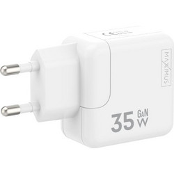 Maxximus Wall Charger Mx Burst Gan Pd 35W, 2xUSB-C + C/Lightning Pd Cable 20W WHITE