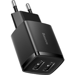 Baseus Compact CCXJ010201 Φορτιστής Χωρίς Καλώδιο με 2 Θύρες USB-A 10.5W Power Delivery Black