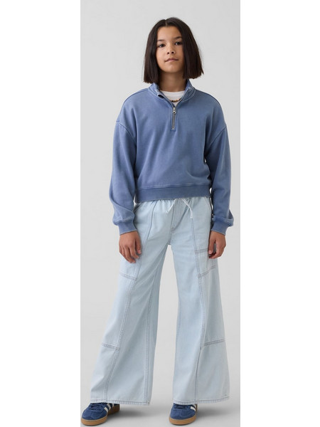 Παιδικό Χαμηλόμεσο Τζιν Παντελόνι Baggy με Λαστιχο στη Μέση Light wash