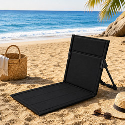 Καρέκλα Παραλίας Camping Αναδιπλούμενη 60x43x49cm με Τσάντα Μεταφοράς Μαύρο - Galifas