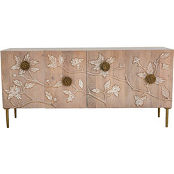 Artekko Siena Καφέ Ξύλινος Μπουφές με Λουλούδια (163x40.6x76.2)cm D8233