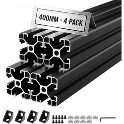 VEVOR 4 τεμάχια 4040 προφίλ εξώθησης αλουμινίου, 15,75 Inch (40,0 cm) 400 mm, T Slot Ευρωπαϊκό πρότυπο ανοδιωμένης γραμμικής ράγας, υψηλής αντοχής εξωθημένη ράγα αλουμινίου, για εξαρτήματα 3D εκτυπωτή
