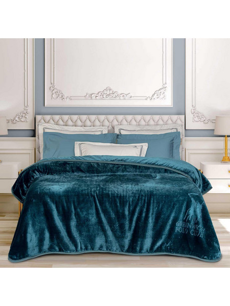Greenwich Polo Club Κουβερτα Velour Υπερδιπλη Essential 3498 Dark Aquamarine Dark Aquamarine