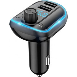Yesido Y44 FM Transmitter & Car Charger 3.1A Dual USB-A με LED Οθόνη και RGB Φωτισμό - Μαύρο