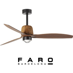 FARO BARCELONA FARO WEAVER Black/Walnut LED | Ανεμιστήρες Οροφής DC με Φωτισμό LED & Walnut Πτερύγια (334351N)