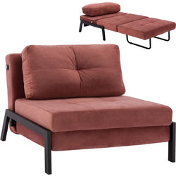 HomeMarkt Πολυθρόνα Κρεβάτι Βελούδινη Κόκκινη Constance HM3078.12