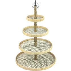 Liberta-Maison Ribbons Ορντεβιέρα 4 Επιπεδα 50x50x76cm Rattan Φυσικό Μαύρο Plywood 032082