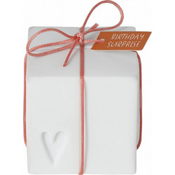 Διακοσμητικό Δωράκι Με Φως Led Mini Birthday Surprise RD0018331 5,7x5,1x5,7cm White Raeder Πορσελάνη