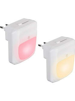 BAKAJI 2 Λάμπες Νυκτός LED με 3 Λειτουργίες RGB Λευκό Ρυθμιζόμενο Φωτισμό Σούρουπο 02837376