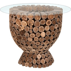 ΤΡΑΠΕΖΙ BAR ΣΤΡΟΓΓΥΛΟ LEEROY KOMMATIA ΞΥΛΟΥ TEAK Φ900x103