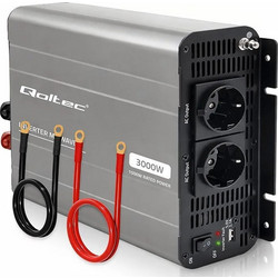 Qoltec Μετατροπέας Τάσης Ms Wave 12v 230v 1500/3000w Usb Συμβατός Lifepo4 Gel Agm