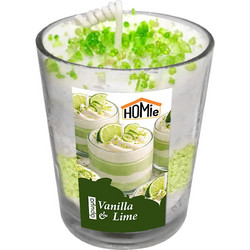 Κερί Βάζο Σχέδιο Επιδόρπιο με Βανίλια και Lime 180g net 8,5x o7cm (συνολικό ύψος=11cm) (12 τεμ)