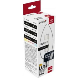 Avide Λάμπα LED 6.5W 97mm για Ντουί E14 και Σχήμα C37 Θερμό Λευκό 806lm 15 001 2051