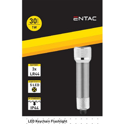 Entac Silver Φακός Μπρελόκ Εργασίας Μπαταρίας Led Αδιάβροχος IP44 30lm