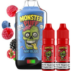 Monster Puff 28K Kit Mr Blue Συσκευή 2ml + 2x10ml 20mg