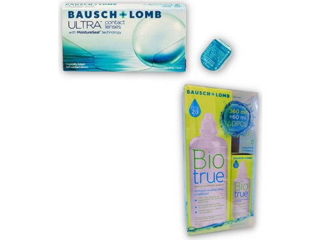 Bausch & Lomb Μηνιαίοι Φακοί Επαφής Σιλικόνης Υδρογέλης 4τμχ + Υγρό Φακών Επαφής 360ml 60ml