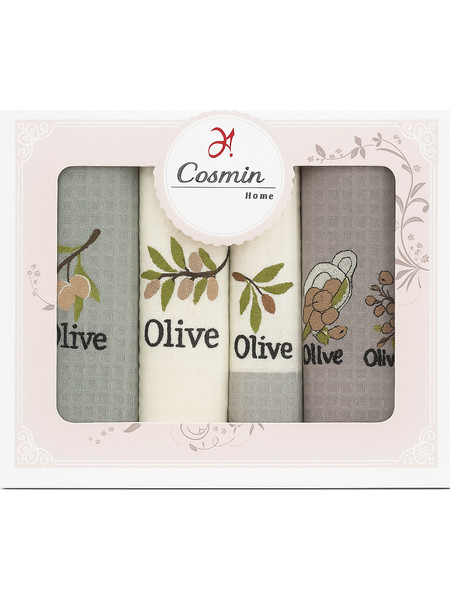 Σετ Ποτηρόπανα 4 Τεμαχίων 40x60 Cosmin Natural Olive Line