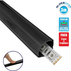 GLOBOSTAR(R) ALP-CORNER LINEO 70816-3M Επιφανειακό Γωνιακό Προφίλ Αλουμινίου με Μαύρο Φιμέ Πατητό Κάλυμμα για Ταινίες LED IP20 - Μαύρο - Μ300 x Π1.6 x Υ1.6cm - Πακέτο 5 Τεμαχίων