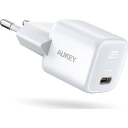 Aukey Mini Φορτιστής Χωρίς Καλώδιο με Θύρα USB-C 20W Power Delivery White