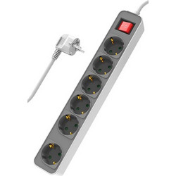 Powertech POWERTECH πολύπριζο ασφαλείας PT-1058, 6x schuko, 16A, 1.4m, λευκό